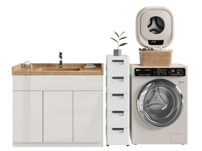 现代阳台洗衣机收纳柜