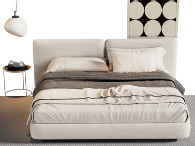 现代双人床 床头几