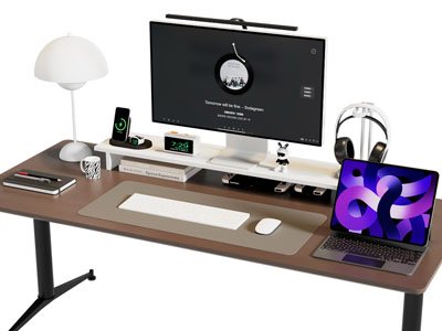 现代书桌 电脑 鼠标 键盘 笔记本摆件组合