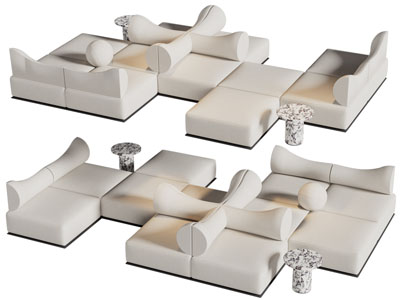 现代转角多人沙发3d模型 现代转角多人沙发