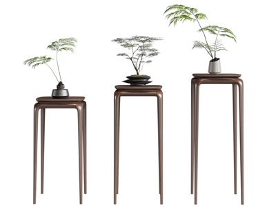 新中式花架盆景盆栽植物3d模型 新中式花架盆景盆栽植物