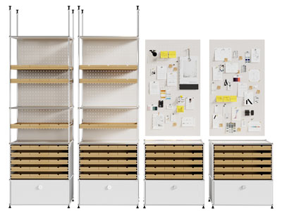 现代金属置物架 物料架 货架 便签墙3d模型 现代金属置物架 物料架 货架 便签墙