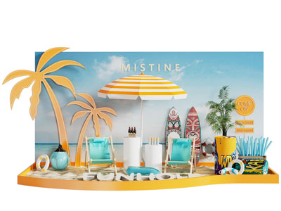 现代夏日阳光海滩美陈 摆件组合 户外装置