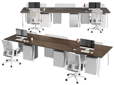 现代多人位办公桌椅组合3d模型 现代多人位办公桌椅组合