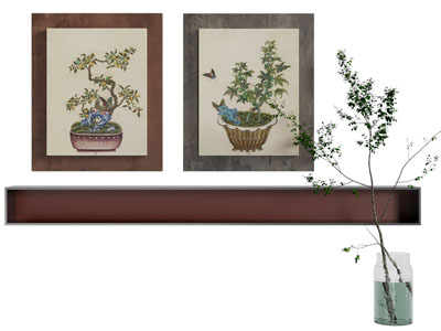 新中式装饰挂画3d模型 新中式装饰挂画