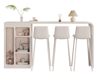 侘寂风奶油风吧台吧椅3d模型 侘寂风奶油风吧台吧椅