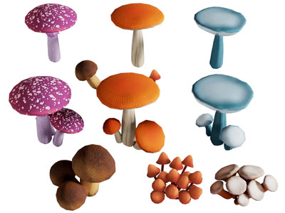 现代卡通蘑菇 场景文件3d模型 现代卡通蘑菇 场景文件