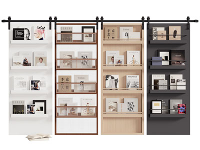 现代实木开放式书架