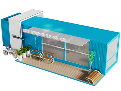 工业风loft集装箱奶茶店 餐饮店 咖啡店3d模型 工业风loft集装箱奶茶店 餐饮店 咖啡店