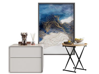 现代床头柜 边几 挂画