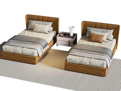 现代布艺双人床
