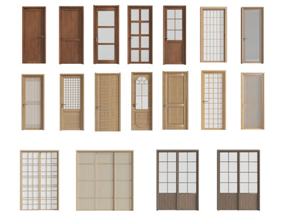现代木门 房门 玻璃门 平开门 推拉门
