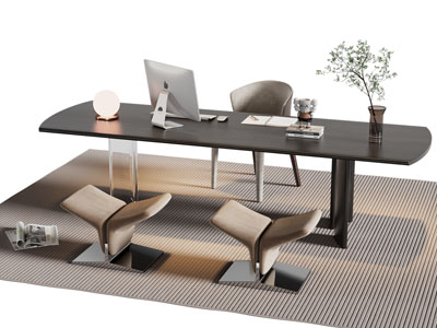 现代书桌椅组合3d模型 现代书桌椅组合