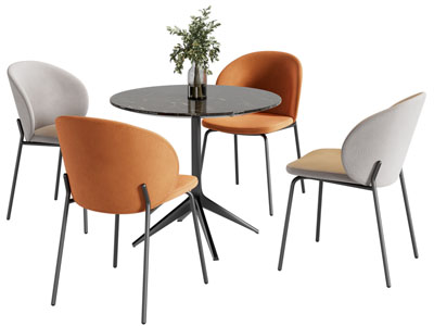 现代圆形休闲餐桌椅组合3d模型 现代圆形休闲餐桌椅组合
