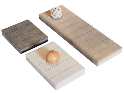 现代长方形飘窗地垫 沙发垫 双人沙发3d模型 现代长方形飘窗地垫 沙发垫 双人沙发