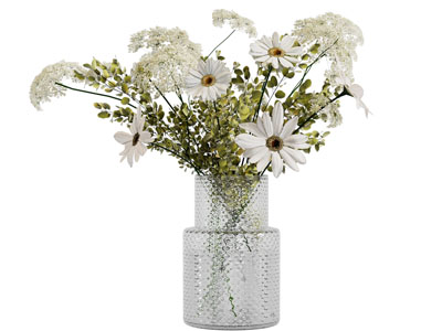 现代玻璃花瓶花卉3d模型 现代玻璃花瓶花卉