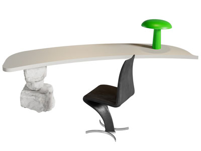 侘寂风书桌椅组合3d模型 侘寂风书桌椅组合