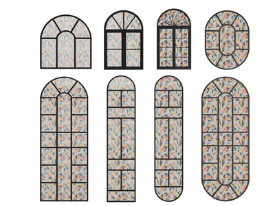 欧式拱形彩绘玻璃平开窗户