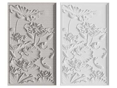 新中式荷花浮雕 装饰挂画3d模型 新中式荷花浮雕 装饰挂画