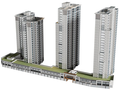 现代住宅楼3d模型 现代住宅楼