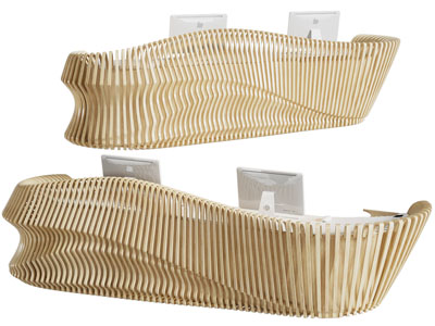 现代实木栅格前台接待台3d模型 现代实木栅格前台接待台