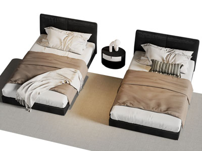 现代布艺双人床