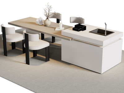 现代水吧台餐桌椅组合3d模型 现代水吧台餐桌椅组合