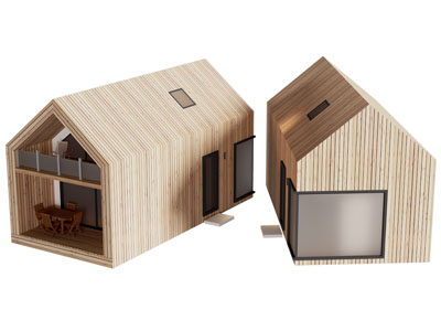现代木房子 木屋 摆件场景