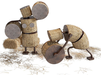 现代稻草玩偶摆件组合