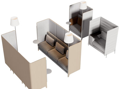 现代卡座多人沙发3d模型 现代卡座多人沙发