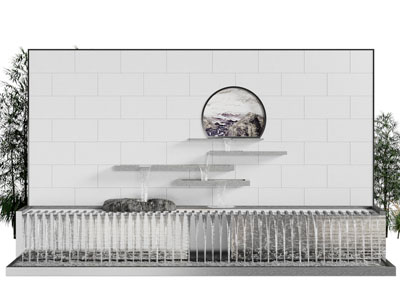 新中式景观墙 水景3d模型 新中式景观墙 水景
