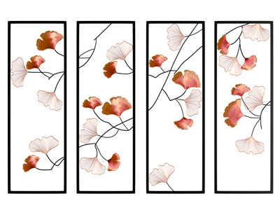 新中式银杏叶图案装饰挂画3d模型 新中式银杏叶图案装饰挂画