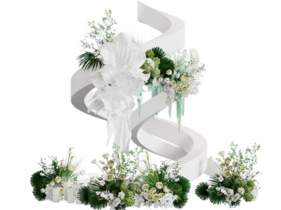 现代花束美陈 摆件组合