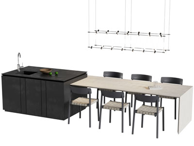 现代水吧台餐桌椅组合3d模型 现代水吧台餐桌椅组合