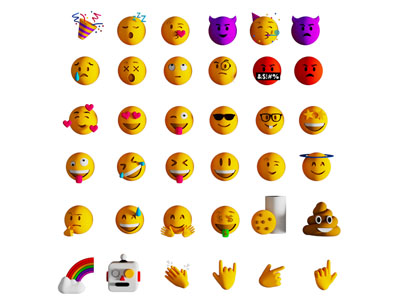 现代卡通表情 三维表情符号 QQ 微信表情包