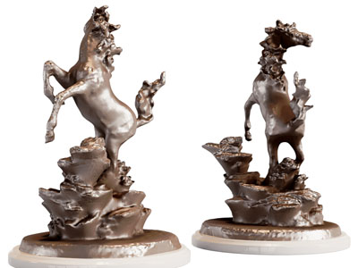 现代奔腾的马匹雕塑雕刻 摆件组合