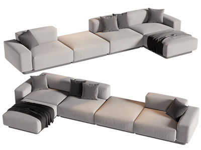 现代转角多人沙发3d模型 现代转角多人沙发