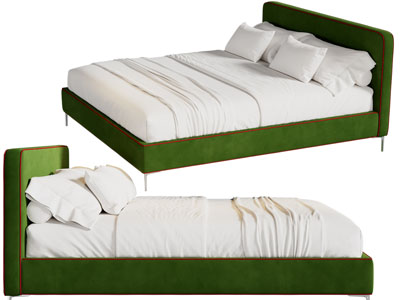 现代复古布艺双人床