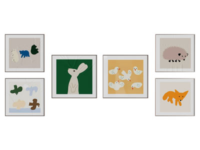 现代卡通动物装饰挂画