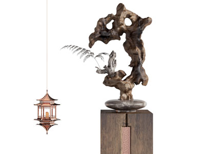 新中式根雕 雕塑雕刻 摆件组合