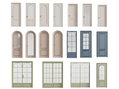 法式奶油风木门 房门 平开门 玻璃门 双开门