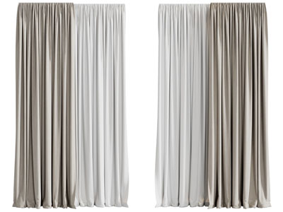 现代窗帘窗纱3d模型 现代窗帘窗纱