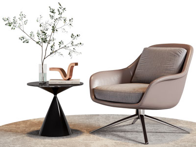 现代休闲椅子 边几