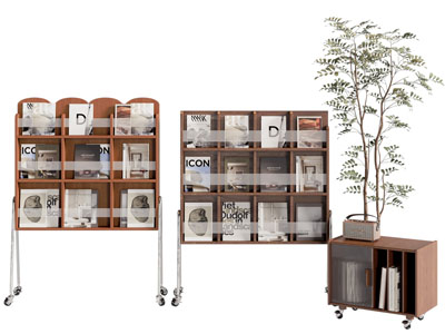 现代中古风可移动书刊杂志架