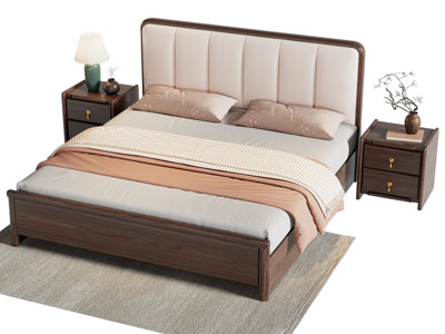 侘寂风双人床 床头柜