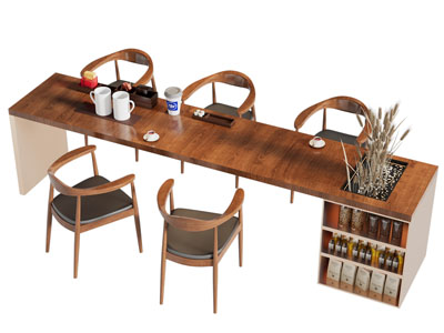 新中式中古吧台吧椅3d模型 新中式中古吧台吧椅