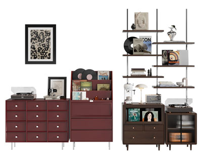 现代中古风玄关柜 边柜3d模型 现代中古风玄关柜 边柜