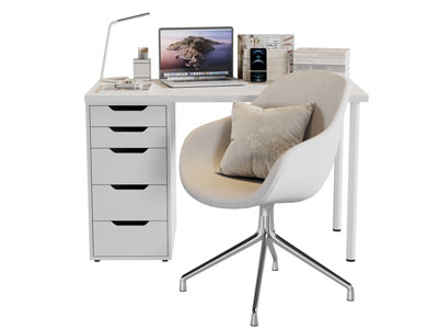 现代书桌椅组合3d模型 现代书桌椅组合