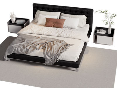 现代双人床 床头柜