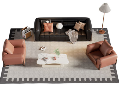 现代多人 单人沙发和茶几组合